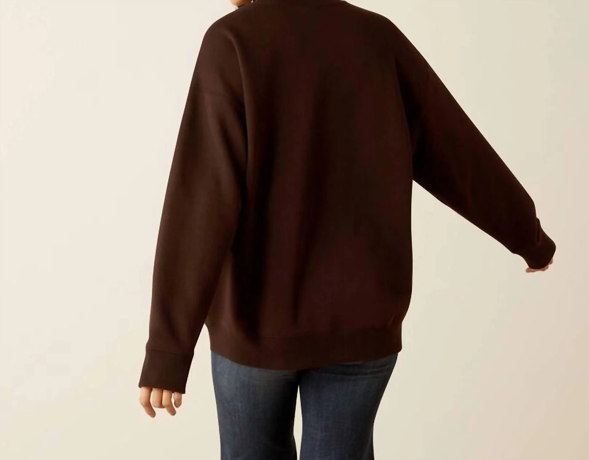 Taurus Oversized Crew Sweatshirt In Mole