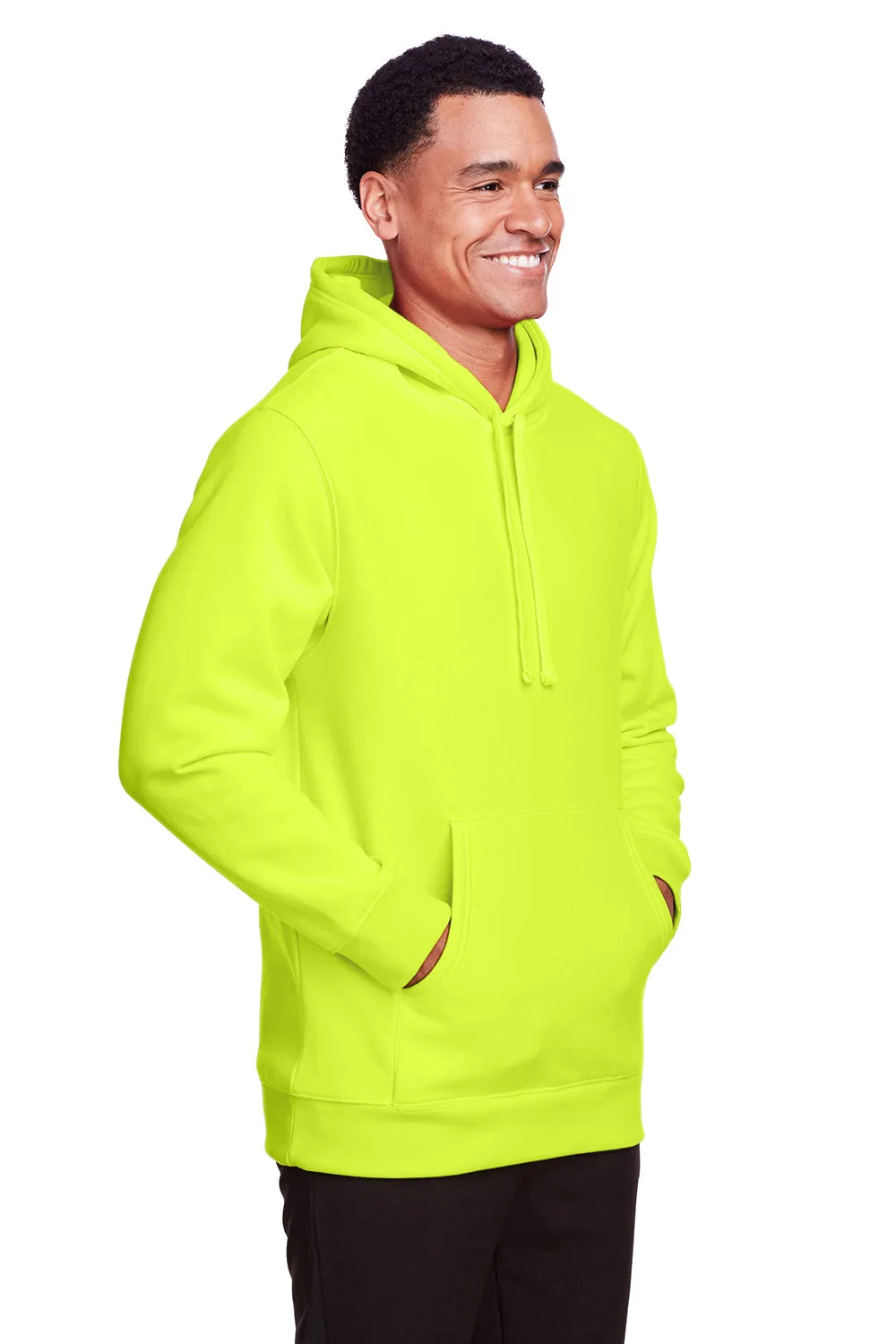 Team 365 Mens Zone HydroSport Fleece Water Resistant Hooded Sweatshirt Hoodie w/ Pouch Pocket - Safety Yellow