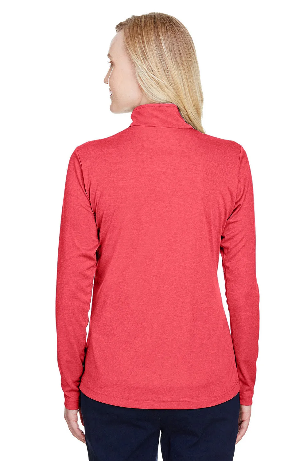 Team 365 Womens Zone Sonic Performance Moisture Wicking 1/4 Zip Sweatshirt - Heather Red