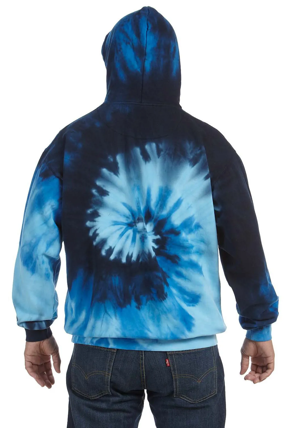 Tie-Dye Mens Hooded Sweatshirt Hoodie w/ Pouch Pocket - Blue Ocean