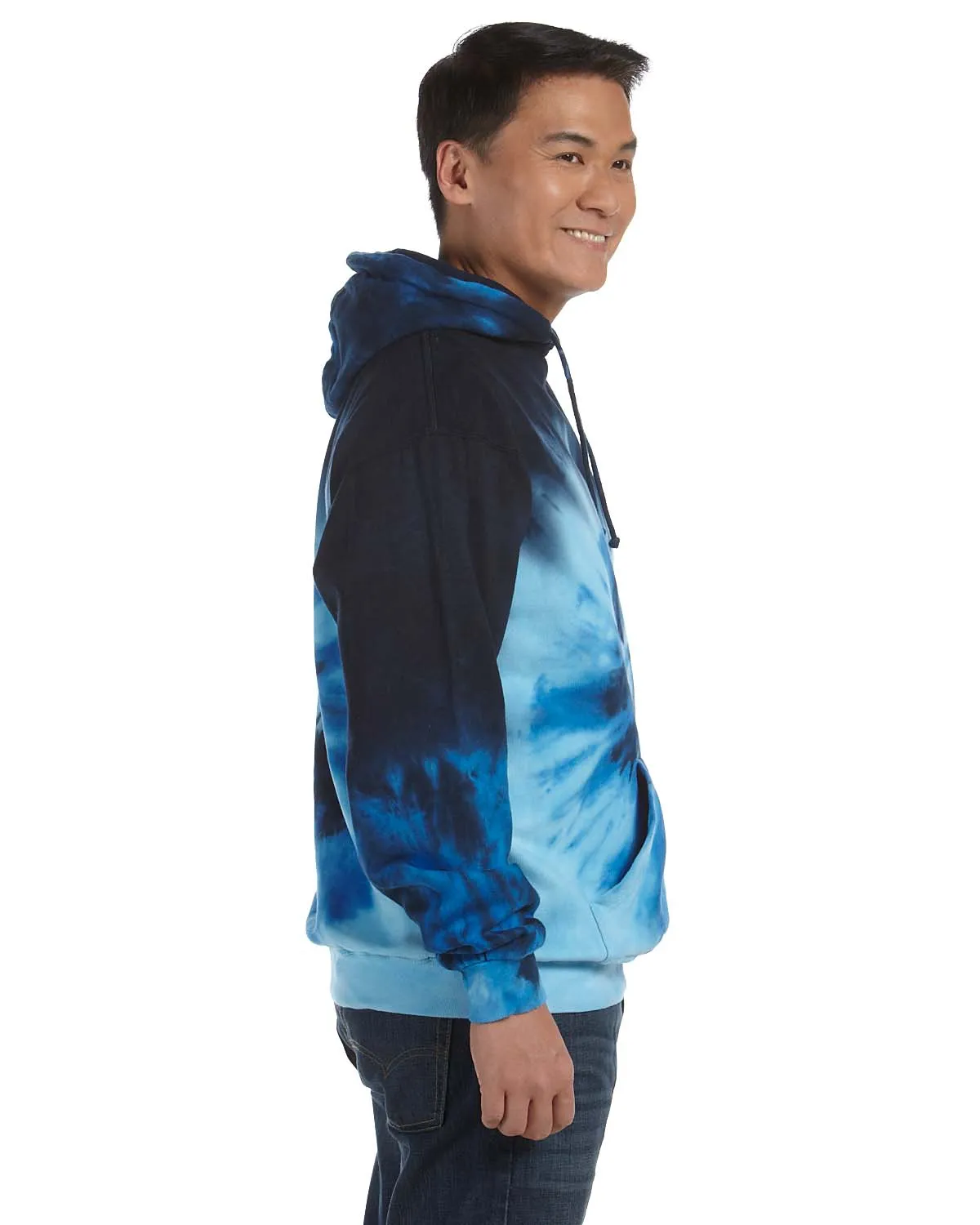 Tie-Dye Mens Hooded Sweatshirt Hoodie w/ Pouch Pocket - Blue Ocean