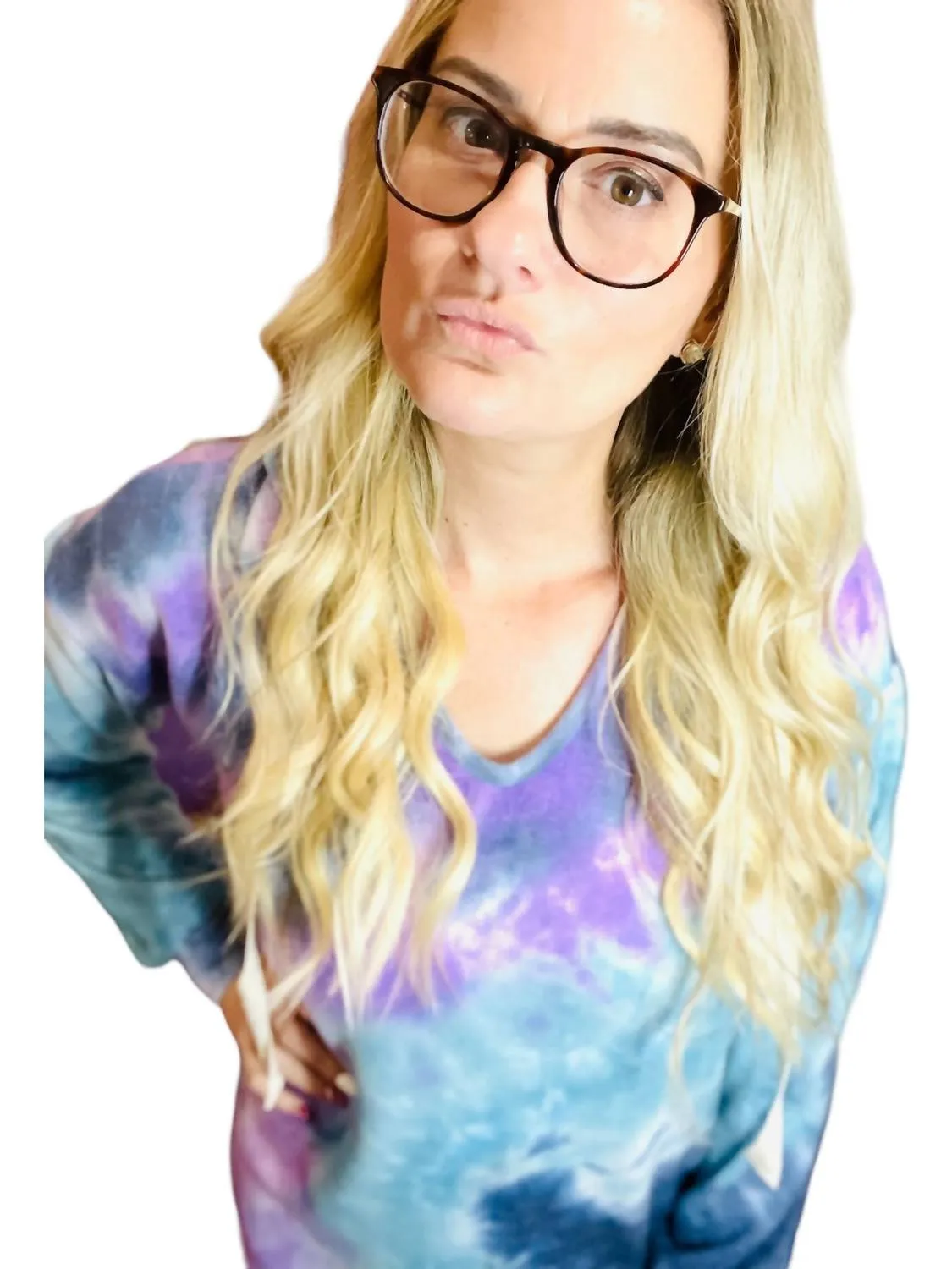 Tiedye Brushed Bubble Sleeve Hoodie In Purple