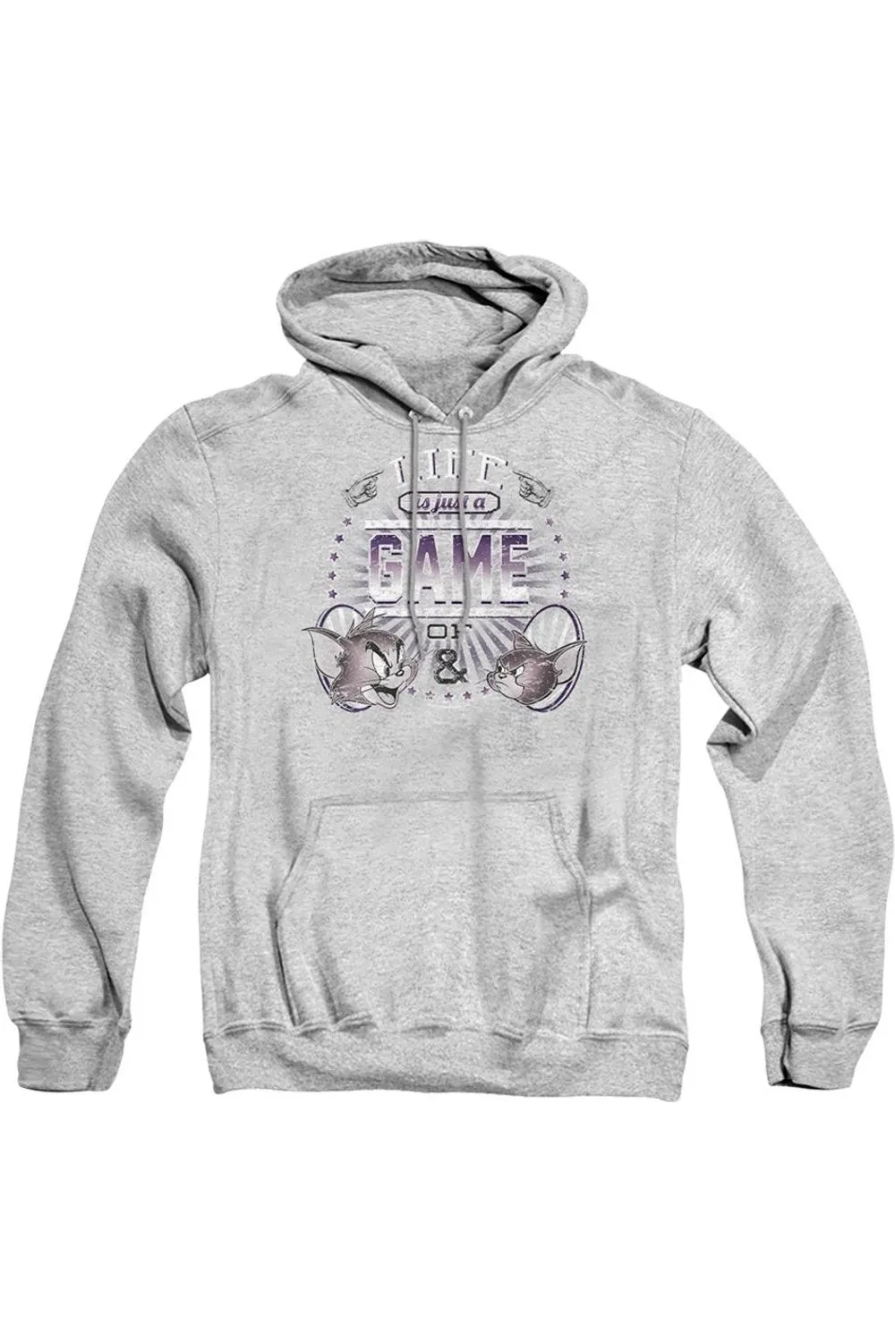 Tom And Jerry Life Is A Game Adult Pull Over Hoodie / Hooded Sweatshirt