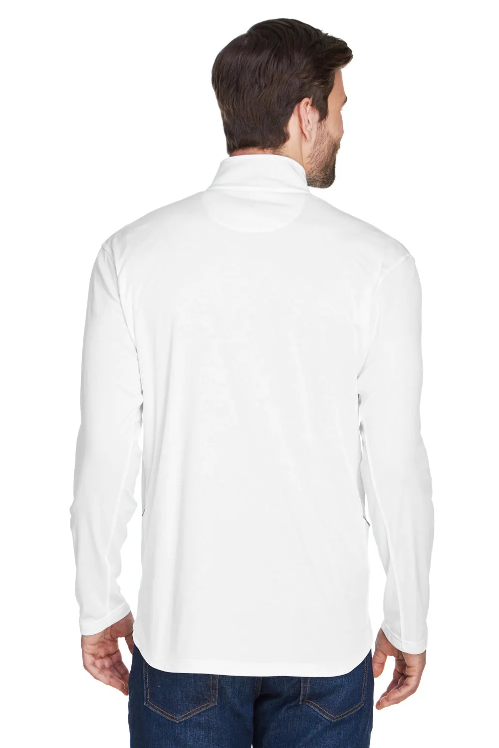 UltraClub Mens Cool & Dry Moisture Wicking 1/4 Zip Sweatshirt w/ Pocket - White