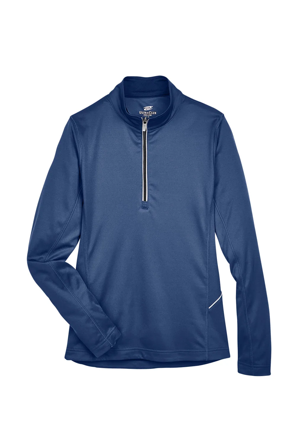 UltraClub Womens Cool & Dry Moisture Wicking 1/4 Zip Sweatshirt w/ Pocket - Navy Blue