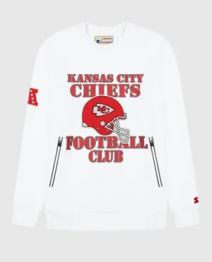 Unisex Kansas City Chiefs Crew Neck Sweatshirt With Zip Pockets In White