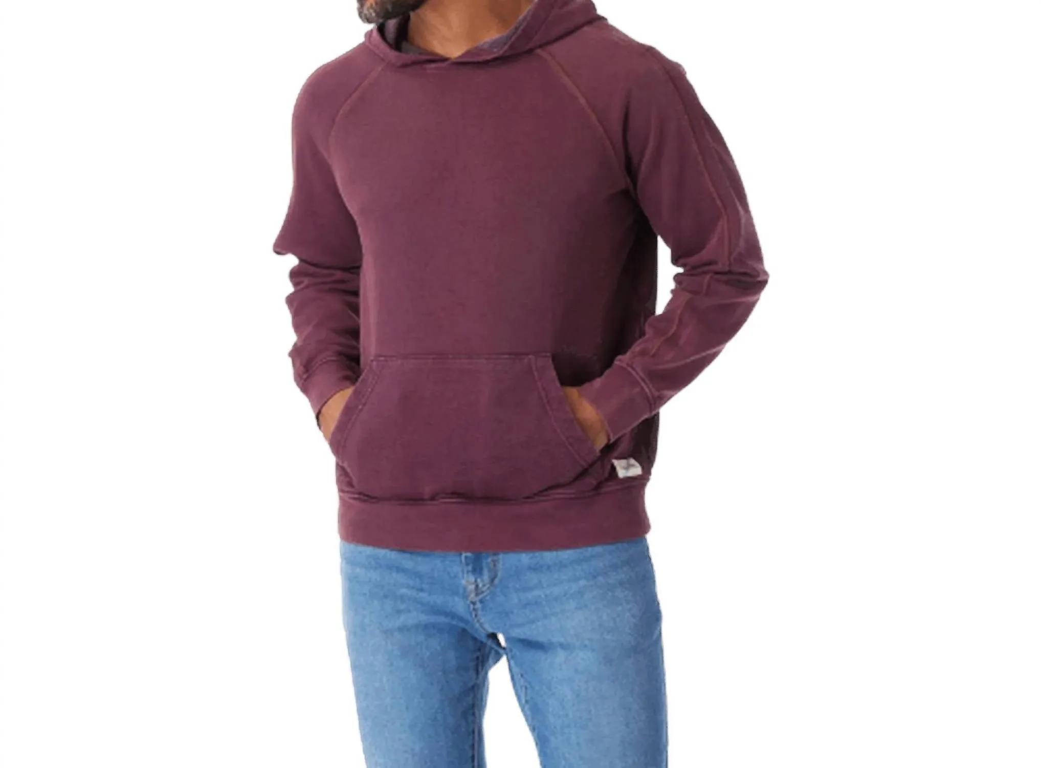 Vintage-Washed Saltaire Hoodie In Burgundy