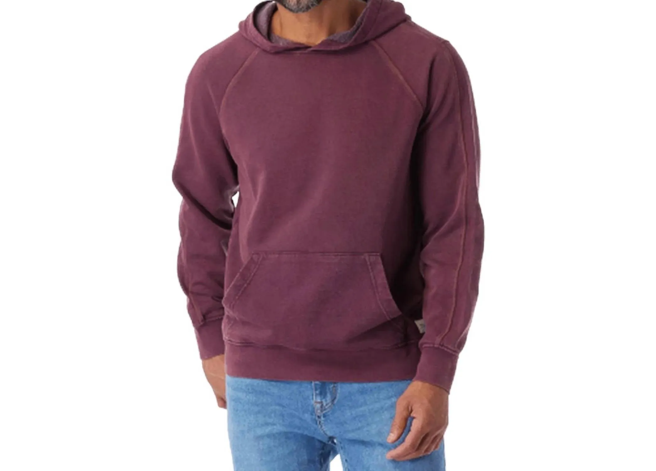 Vintage-Washed Saltaire Hoodie In Burgundy