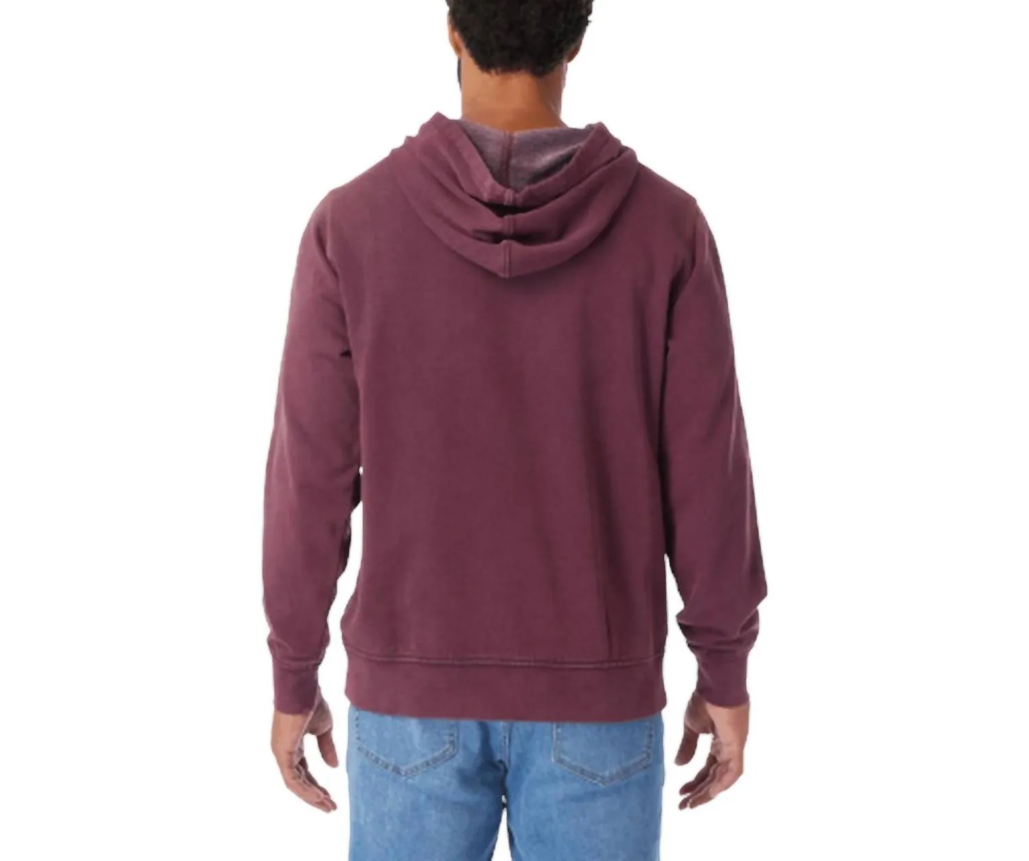 Vintage-Washed Saltaire Hoodie In Burgundy