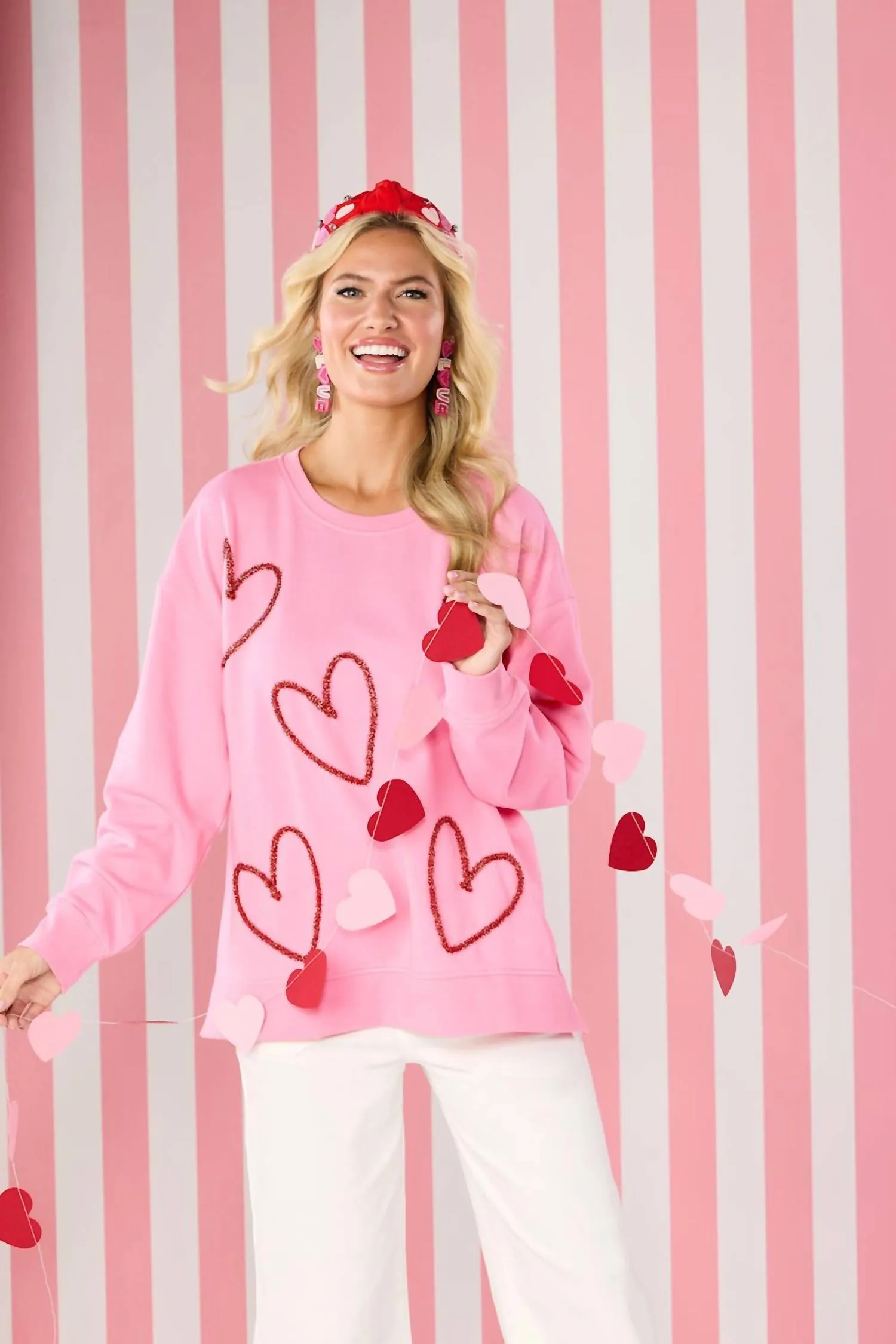 Women's Valentine Sparkle Sweatshirt In Blush