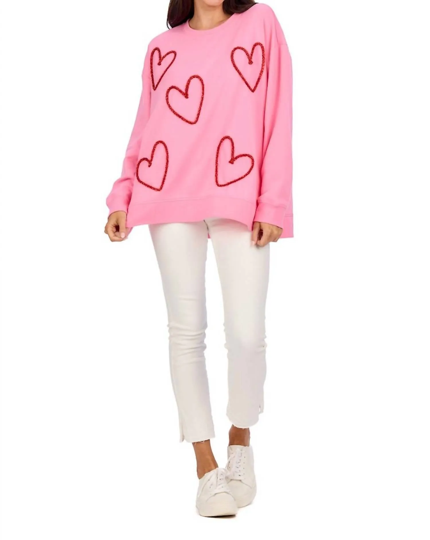 Women's Valentine Sparkle Sweatshirt In Blush