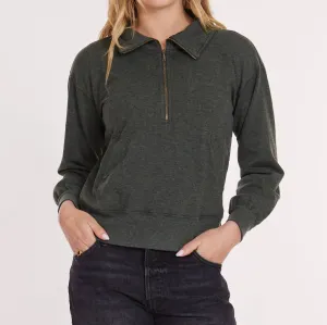 Zip Up Collar Heathered Everglade Sweatshirt In Hte