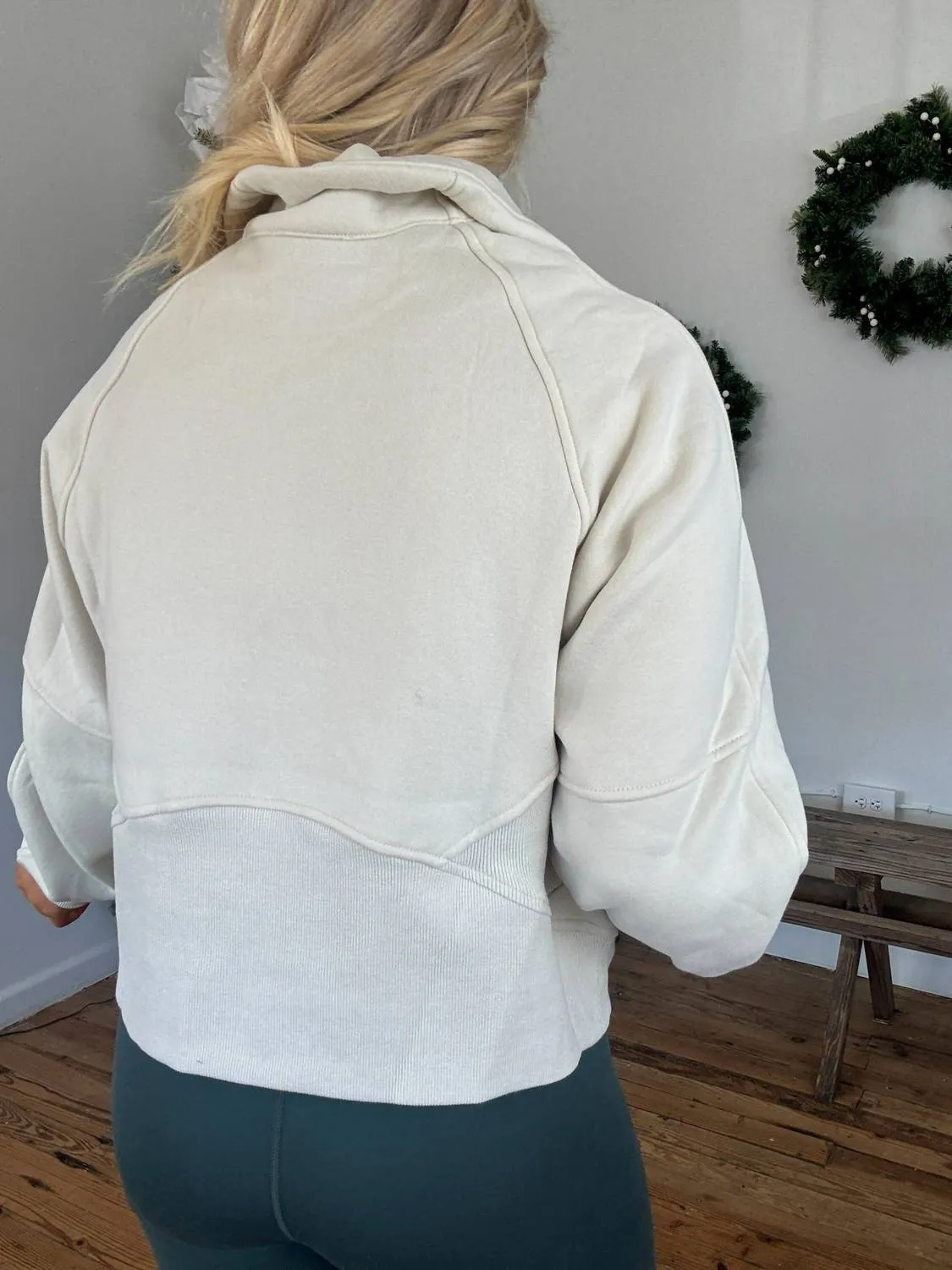 Zoey Half Zip Sweatshirt In Bone